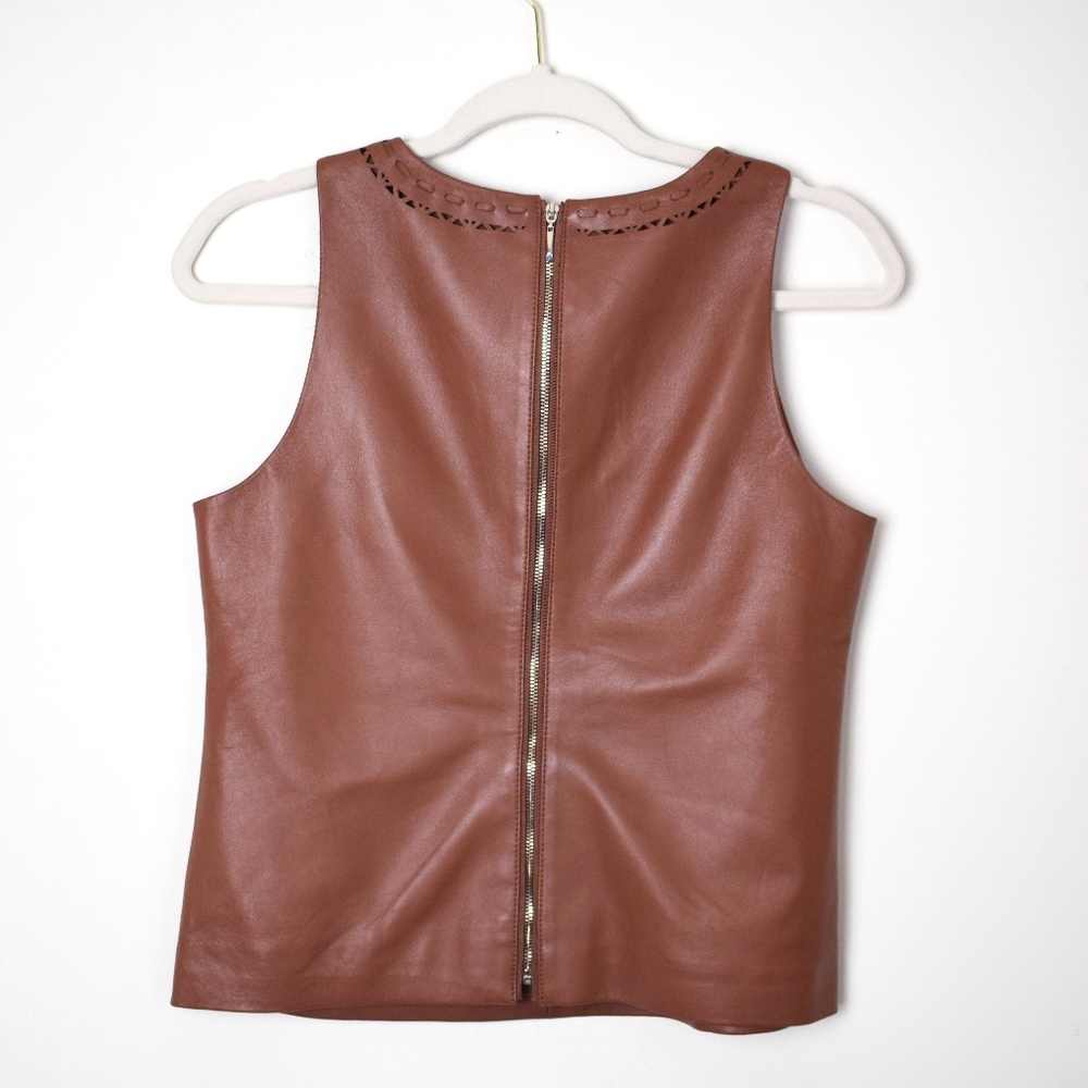 White House Black Market Leather Tank Top Size 2 - Picture 5 of 6